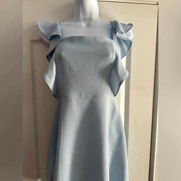 NWT BCBGeneration pale soft baby blue square neck ruffle sleeve mini dress - Picture 3 of 14